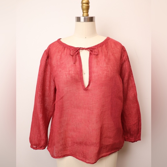 Eileen Fisher Italian Linen Peasant Top - Picture 8 of 12